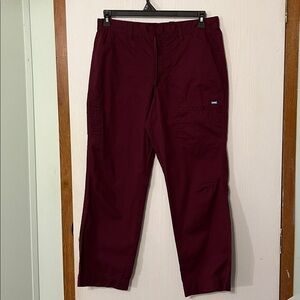 Landau Burgundy Scrub Bottoms With Elastic Waistband and Drawstring Size SMD